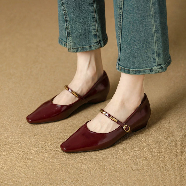 Zoe Leather Buckle Pumps