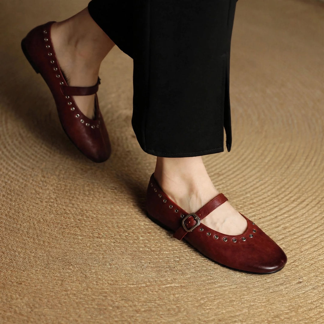 Arabella Genuine Leather Flats