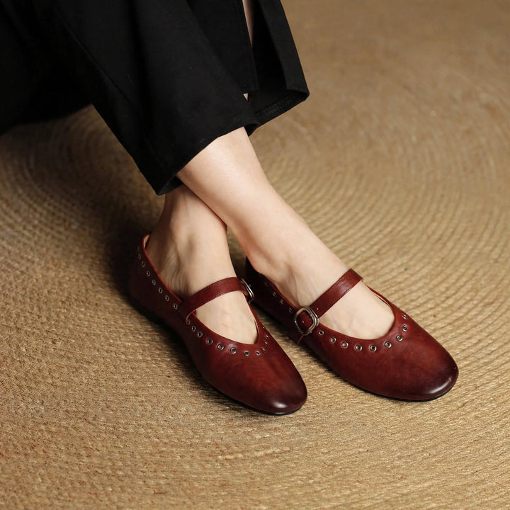 Arabella Genuine Leather Flats
