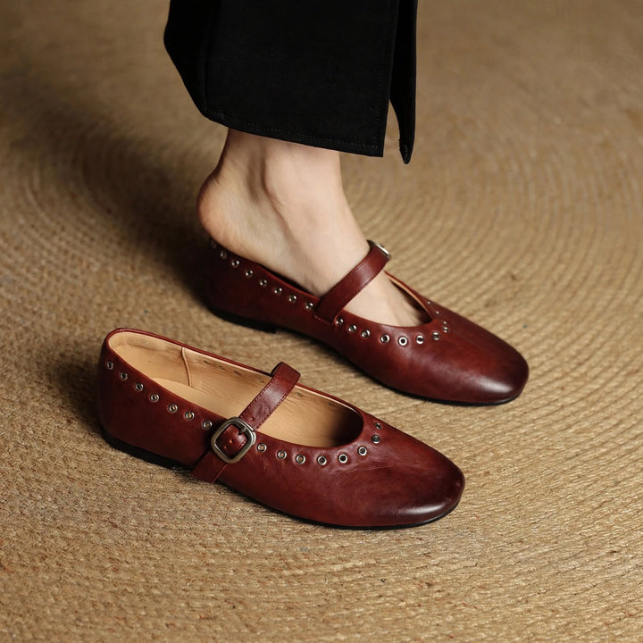 Arabella Genuine Leather Flats