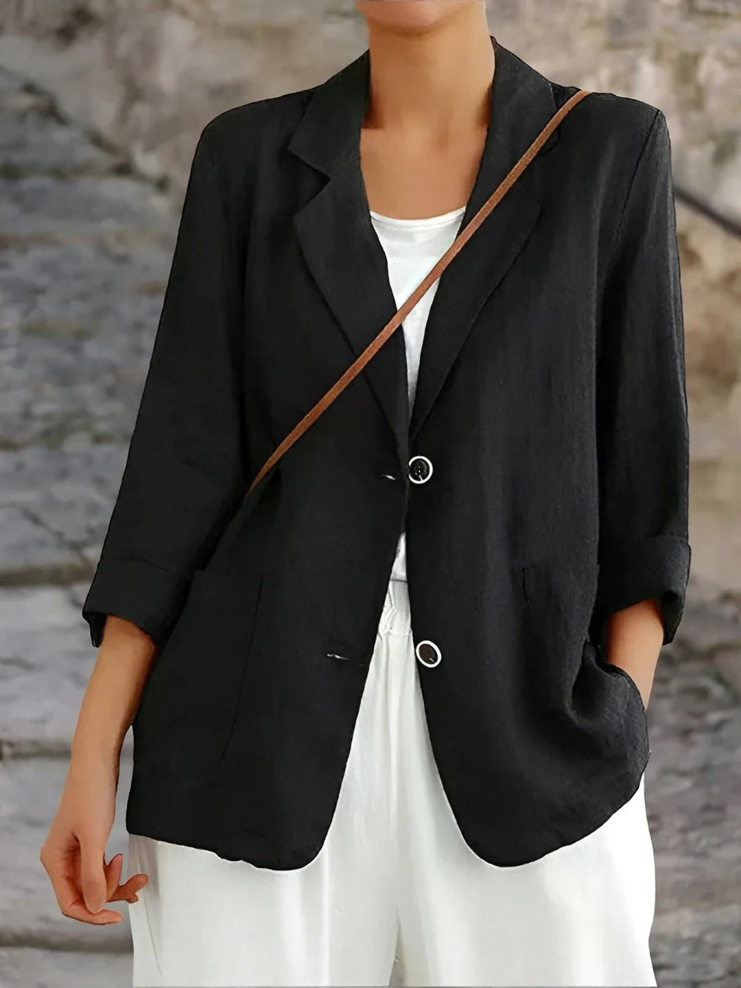 Faye Notch-Lapel Two-Button Blazer