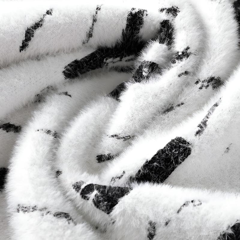 Dario Abstract Print Fuzzy Crewneck Sweater