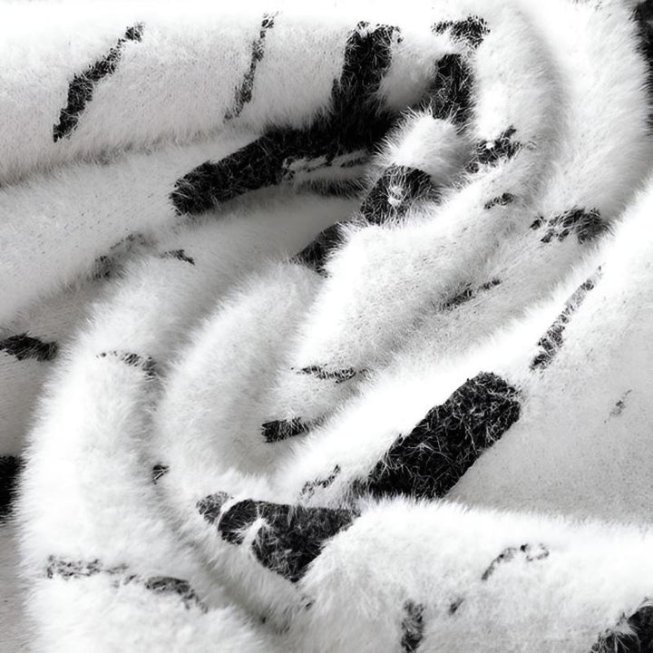 Dario Abstract Print Fuzzy Crewneck Sweater