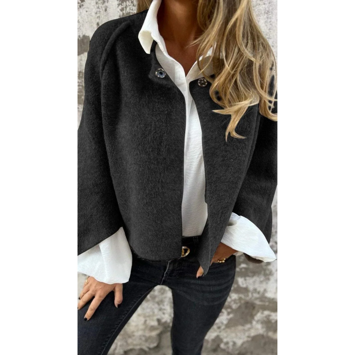 Cora Cropped Fuzzy Snap-Button Jacket