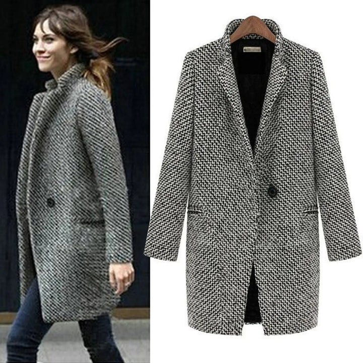 Nora Houndstooth-Pattern Long Coat