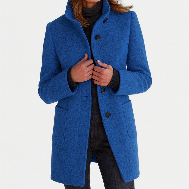 Emma Stand-Collar Button-Front Coat