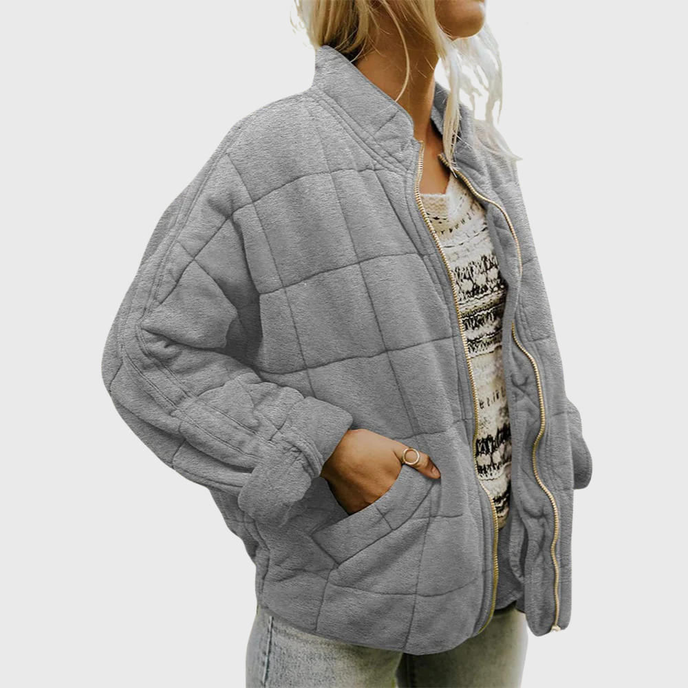 Fern Quilted Zip-Up Bomber Jacket