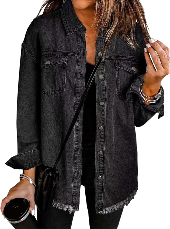 Robin Frayed-Hem Denim Shacket