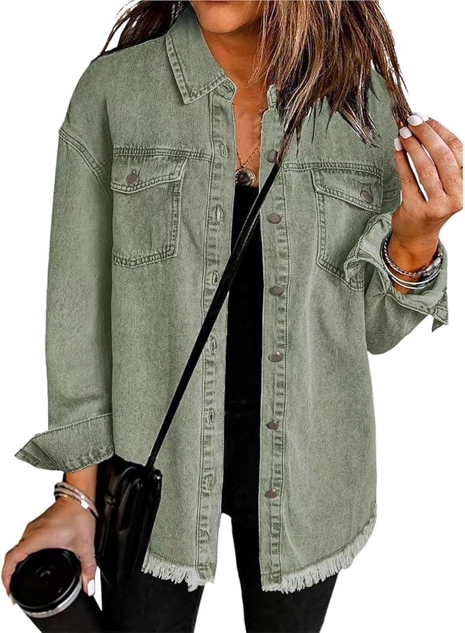 Robin Frayed-Hem Denim Shacket