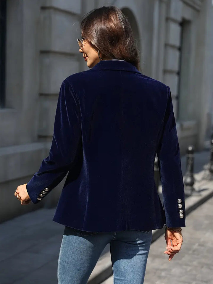 Erin Gold-Button Velvet Blazer