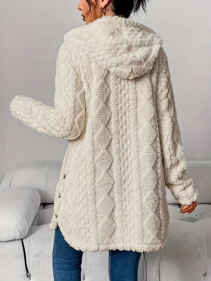 Lana Hooded Plush Textured Cardigan