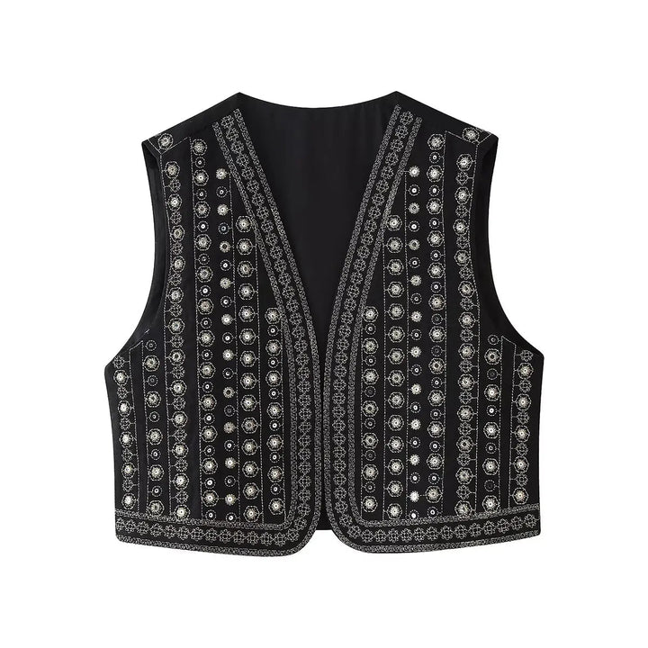 Jane Mirror Embroidered Boho Vest