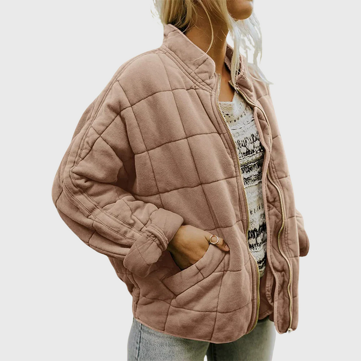 Fern Quilted Zip-Up Bomber Jacket