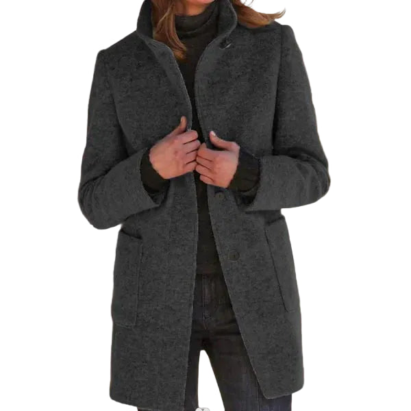 Emma Stand-Collar Button-Front Coat