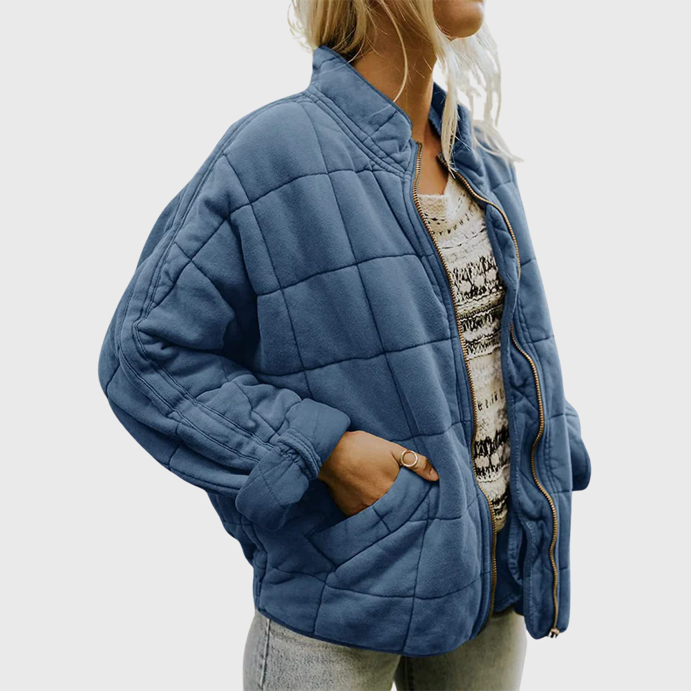 Fern Quilted Zip-Up Bomber Jacket