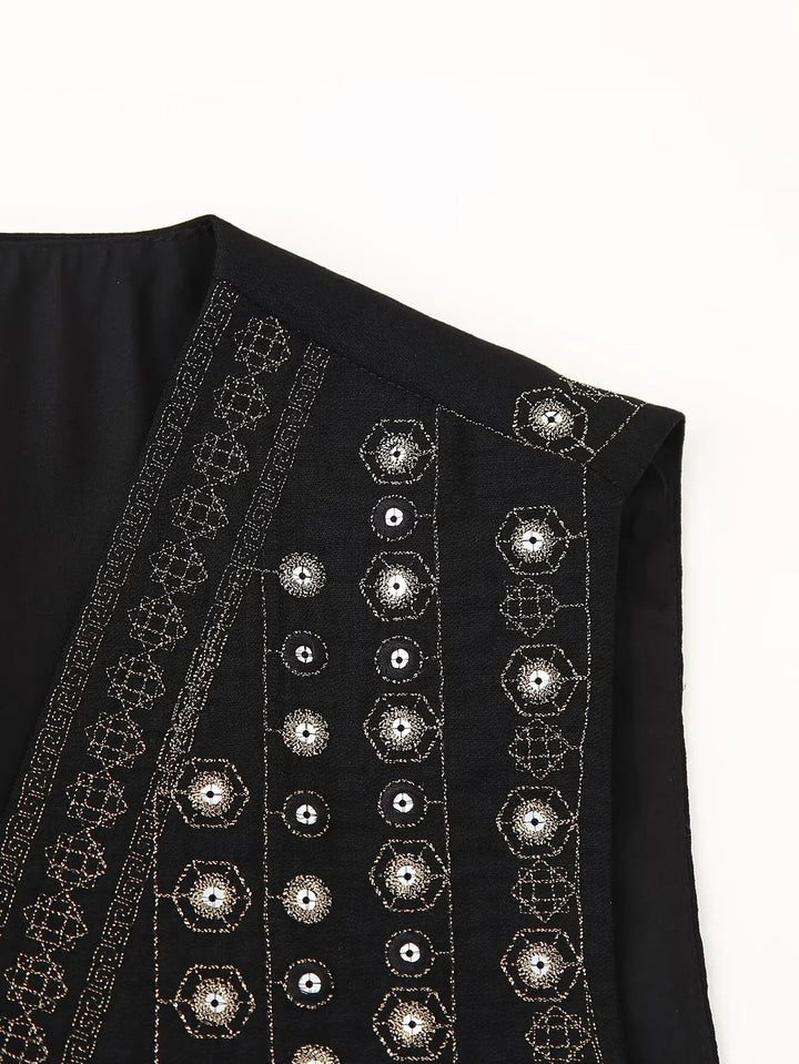 Jane Mirror Embroidered Boho Vest