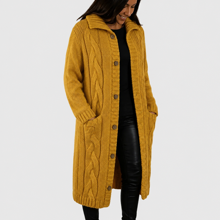 Lily Long Cable-Knit Cardigan