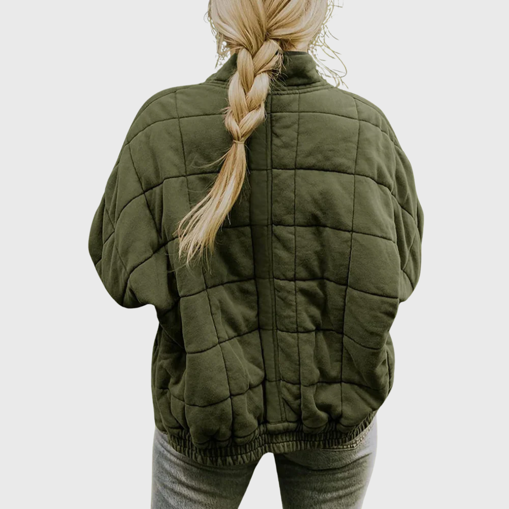 Fern Quilted Zip-Up Bomber Jacket