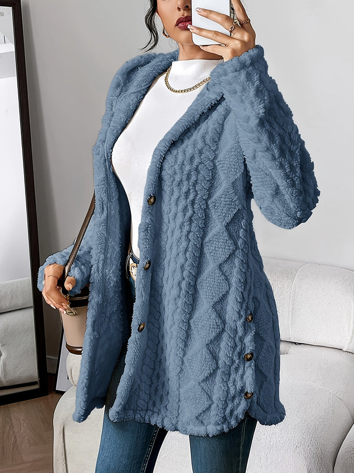 Lana Hooded Plush Textured Cardigan