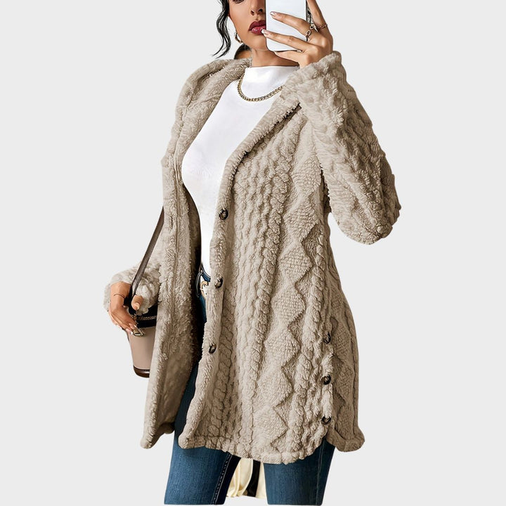 Lana Hooded Plush Textured Cardigan