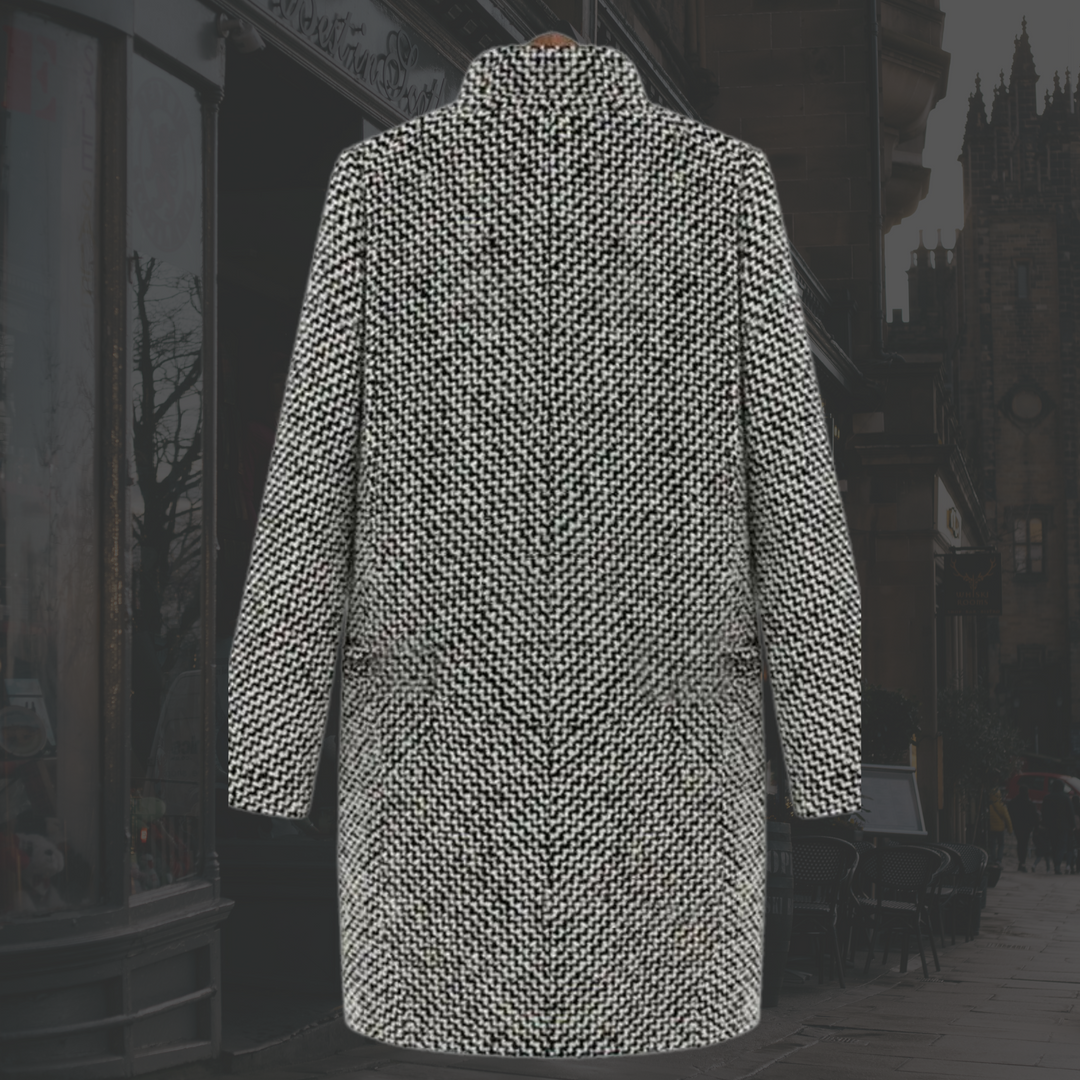 Nora Houndstooth-Pattern Long Coat