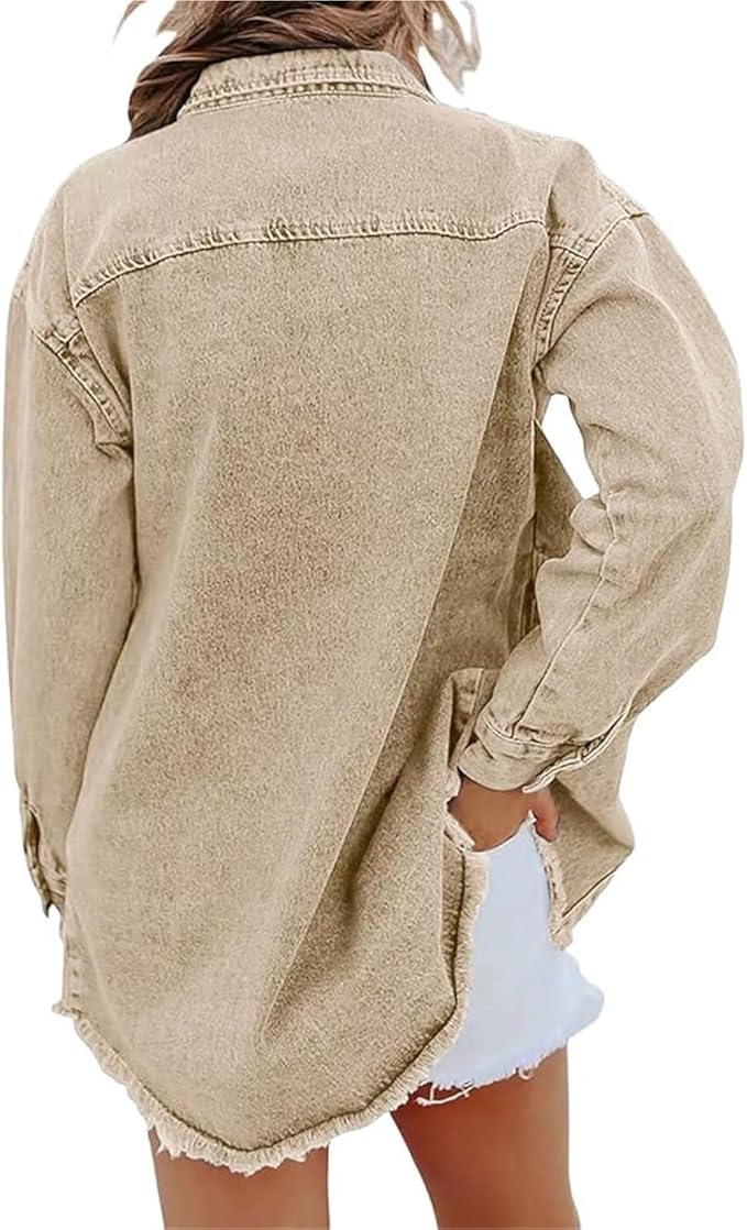 Robin Frayed-Hem Denim Shacket