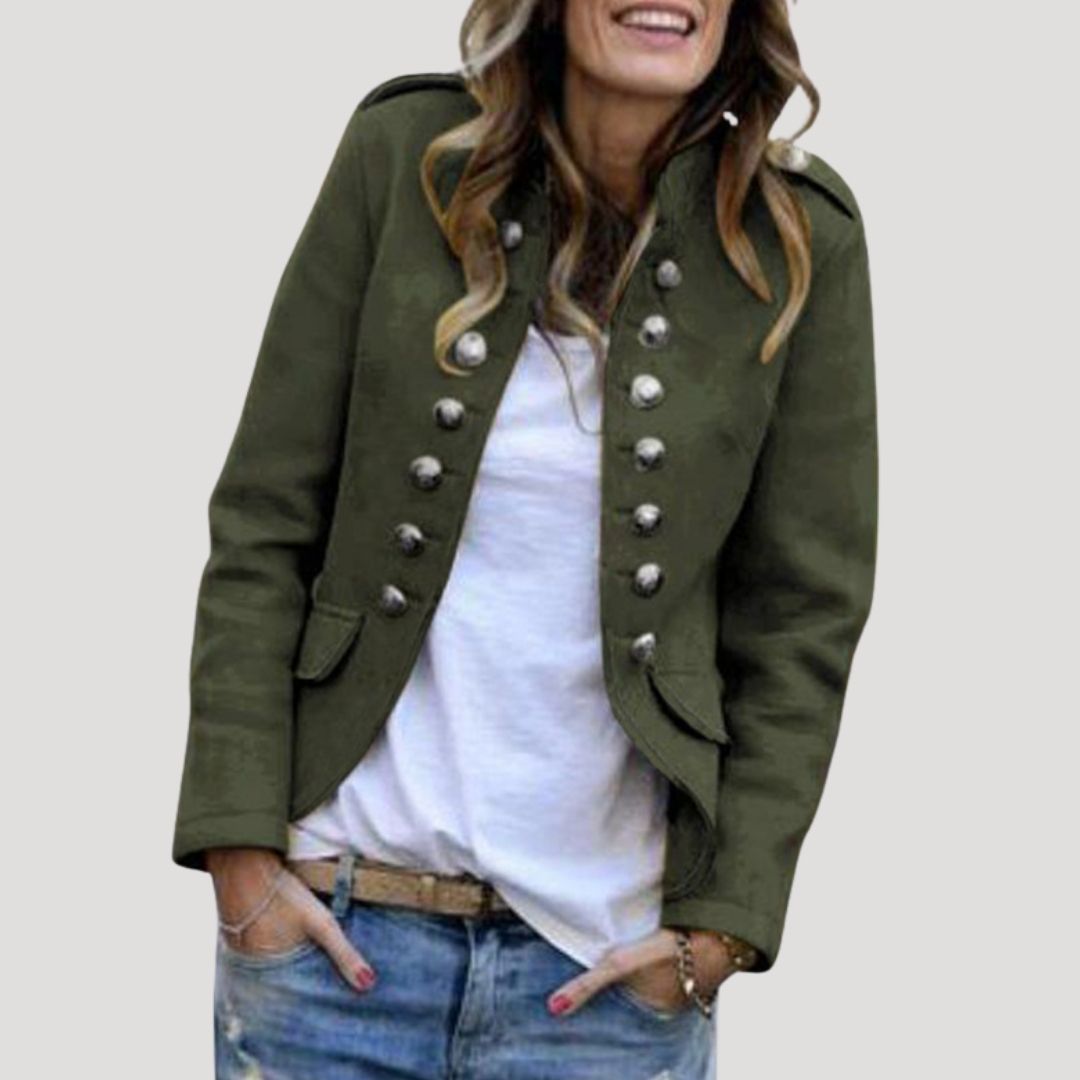 Vida Double-Breasted Military Cropped Jacket