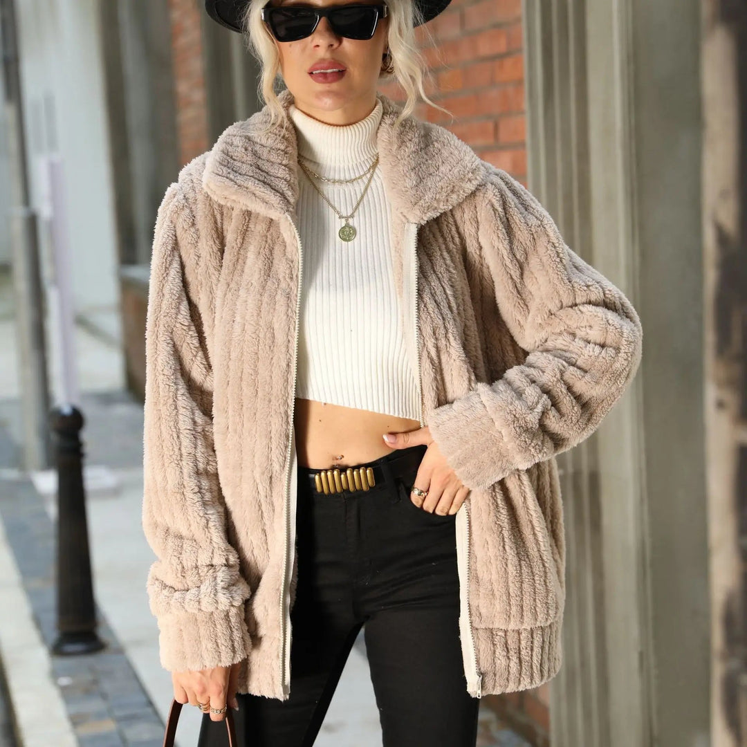 Kate Fluffy Zip-Up Teddy Jacket
