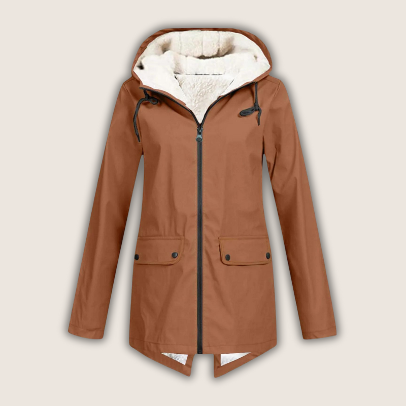 Anna Fleece-Lined Hooded Rain Jacket