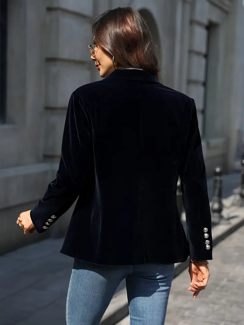 Erin Gold-Button Velvet Blazer