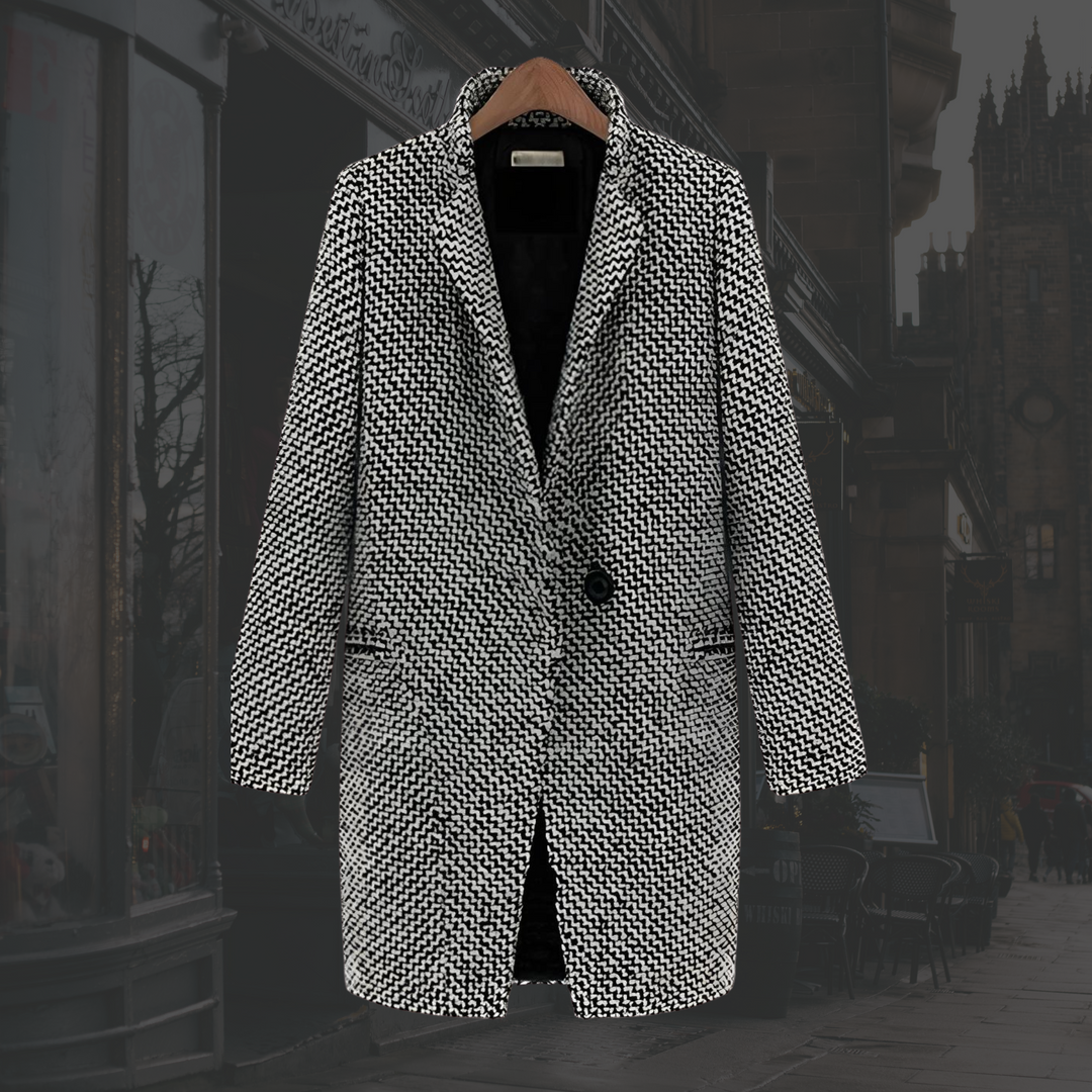 Maya Patterned Long Single-Button Coat