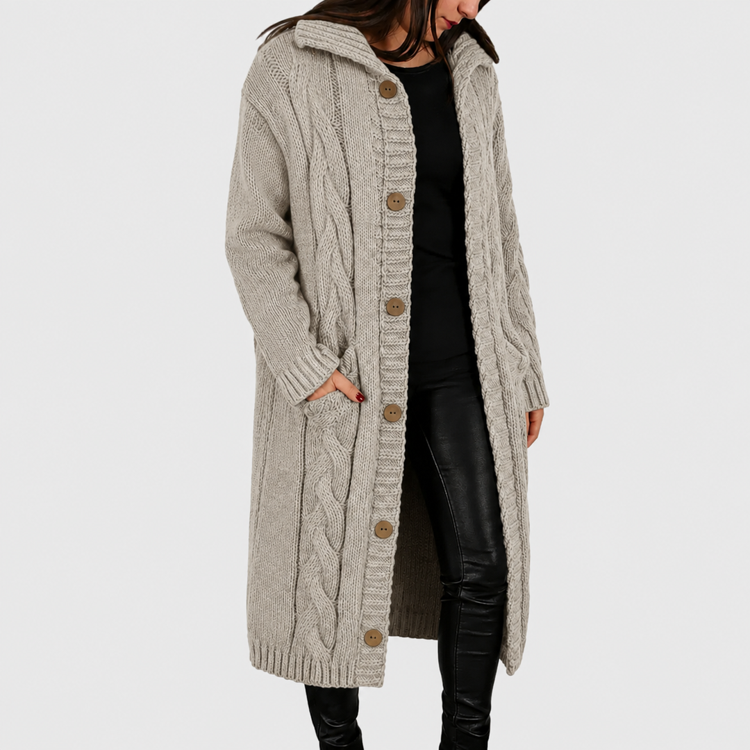 Lily Long Cable-Knit Cardigan