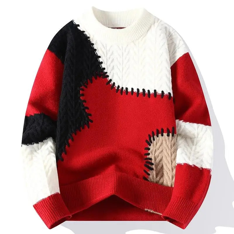 Nico Patchwork Knit Crewneck Sweater