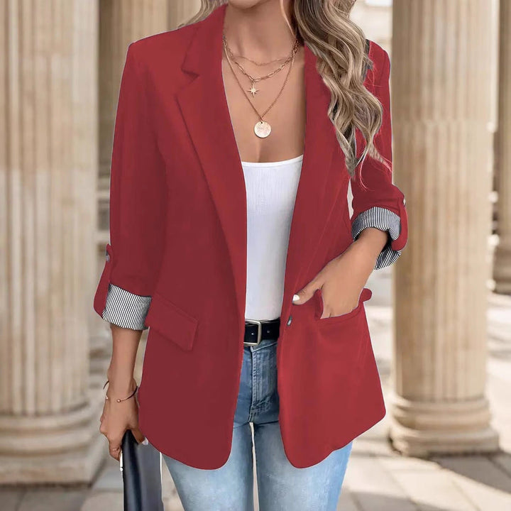 Iris Open-Front Striped Cuff Blazer