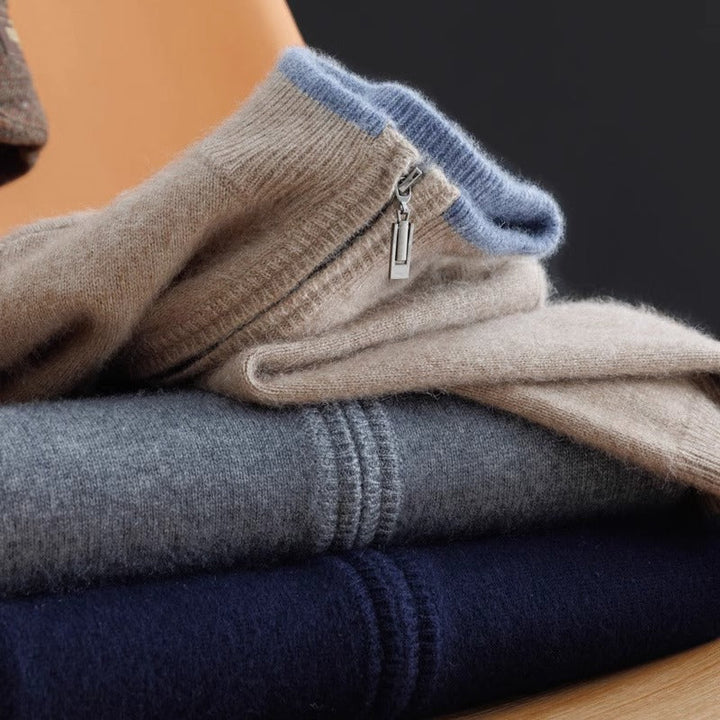 Rowan Cashmere-Wool Zip-Up Sweater