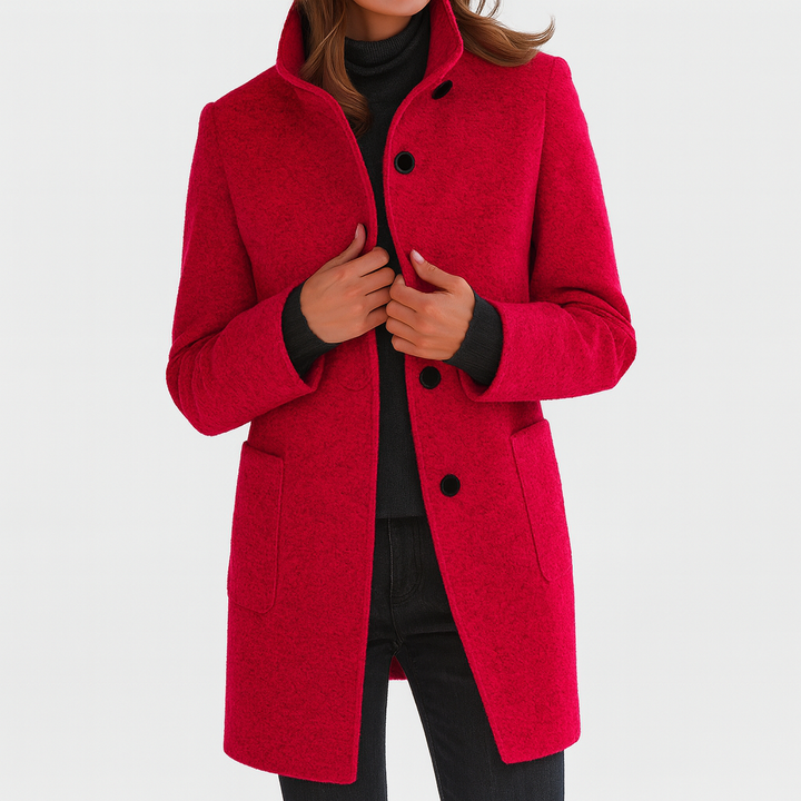 Emma Stand-Collar Button-Front Coat