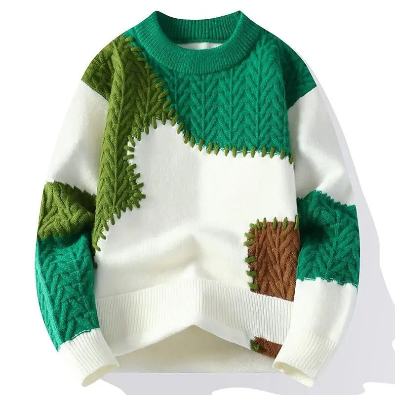 Nico Patchwork Knit Crewneck Sweater