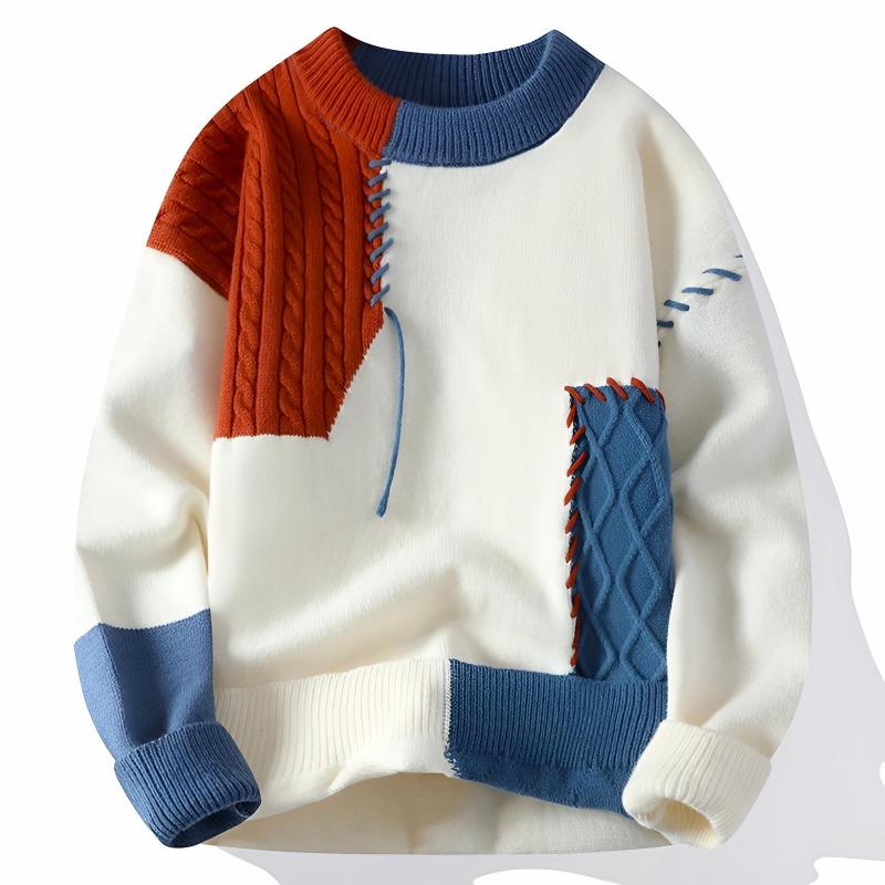 Ryker Patchwork Crewneck Knit Sweater