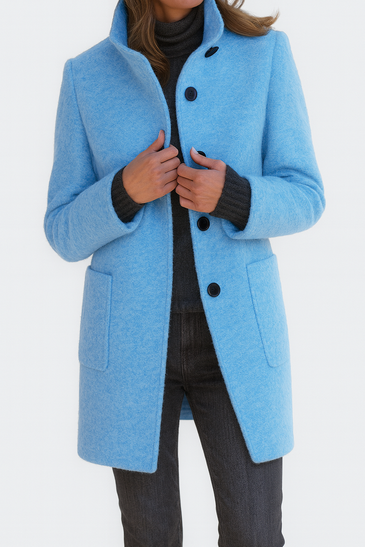 Emma Stand-Collar Button-Front Coat