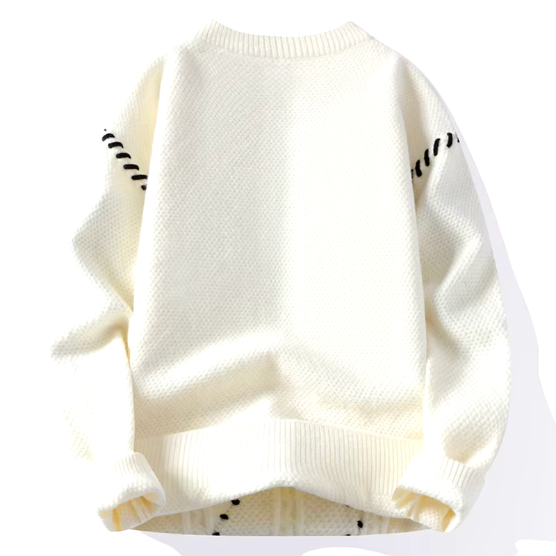 Remi Cable-Knit Contrast Stitch Crewneck Sweater