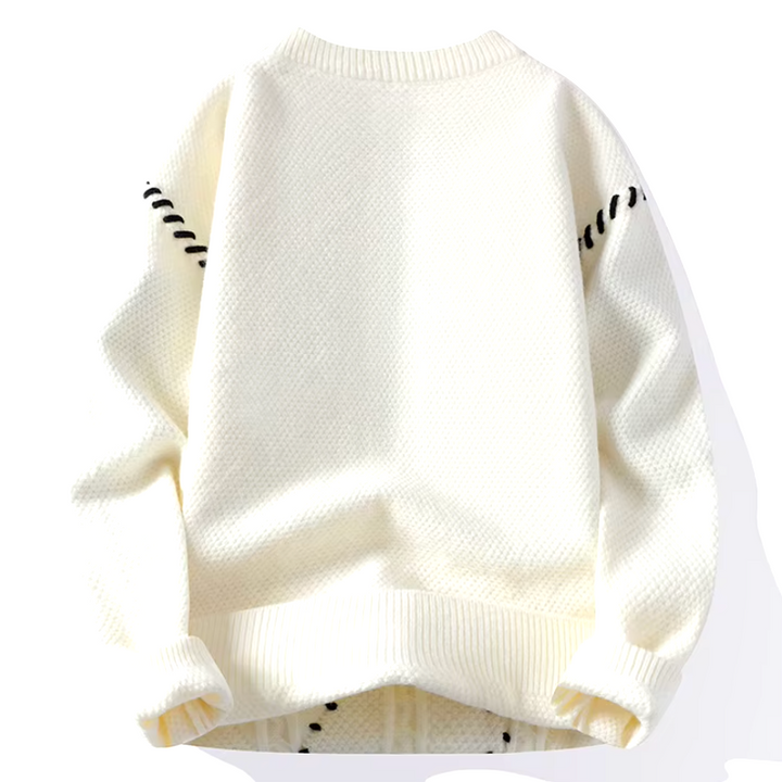 Remi Cable-Knit Contrast Stitch Crewneck Sweater