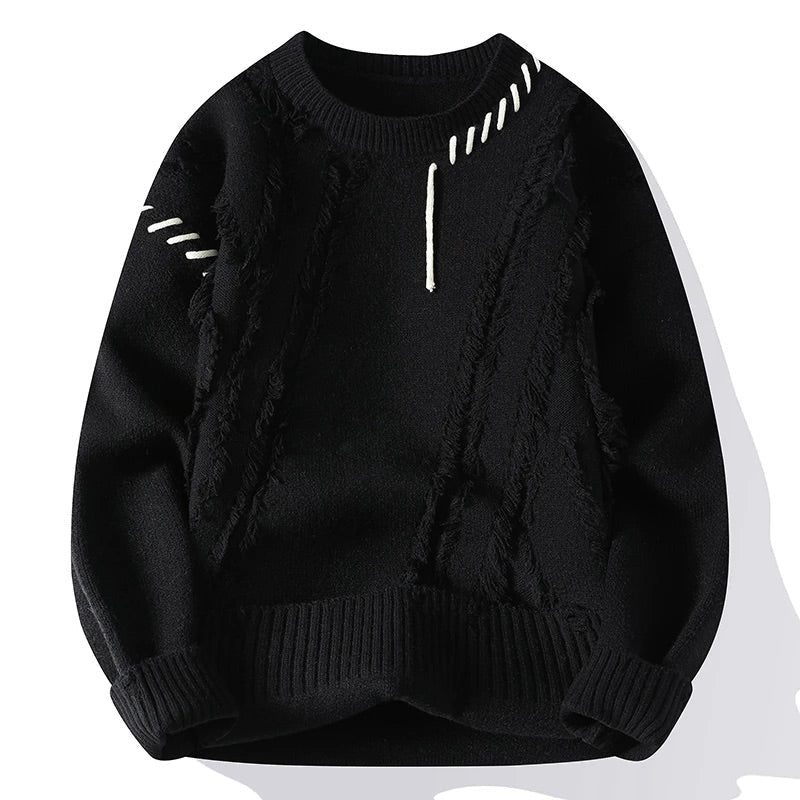 Levi Frayed Crewneck Knit Sweater