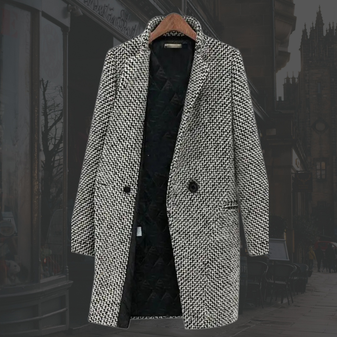 Maya Patterned Long Single-Button Coat