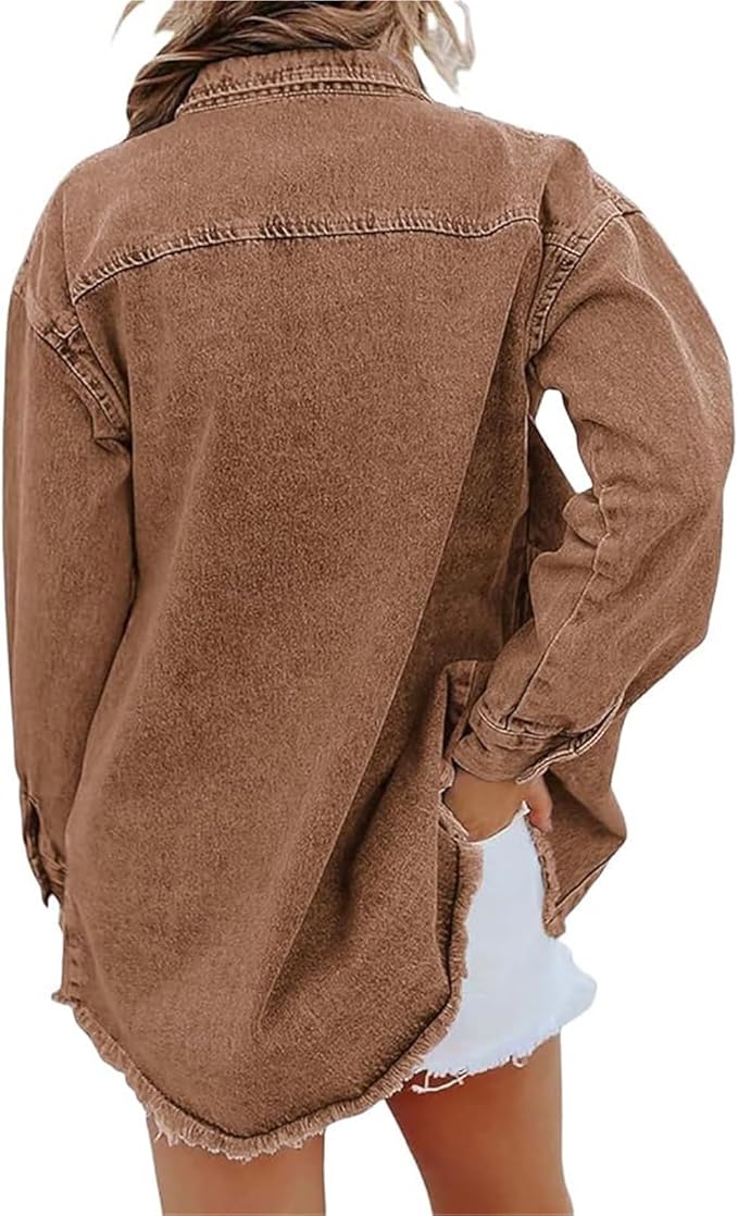 Robin Frayed-Hem Denim Shacket