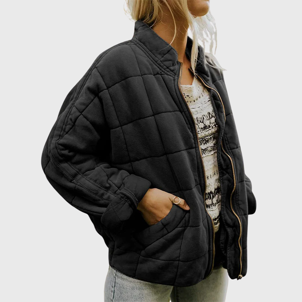 Fern Quilted Zip-Up Bomber Jacket