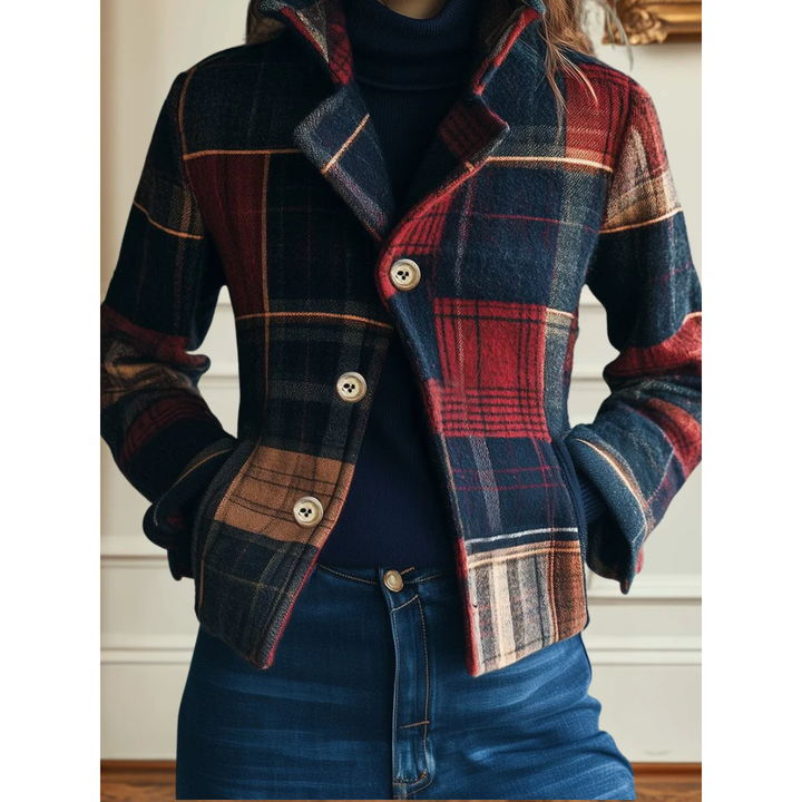 Mara Patchwork Plaid Cropped Jacket