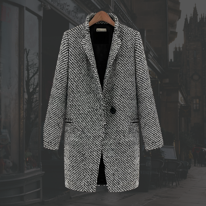 Nora Houndstooth-Pattern Long Coat