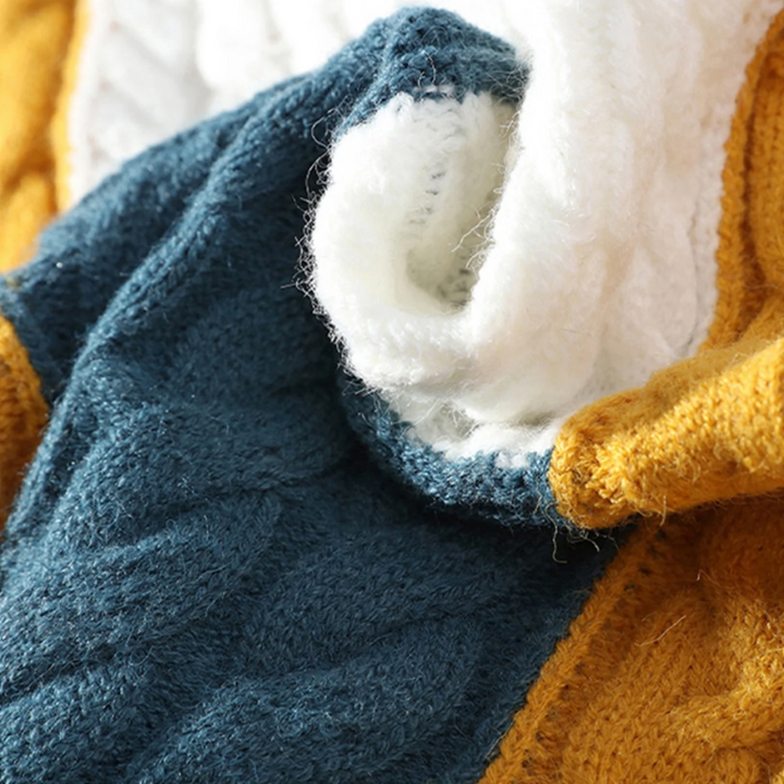 Finn Patchwork Cable-Knit Turtleneck Sweater