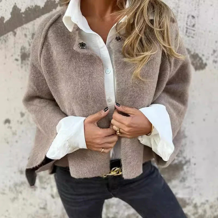 Cora Cropped Fuzzy Snap-Button Jacket
