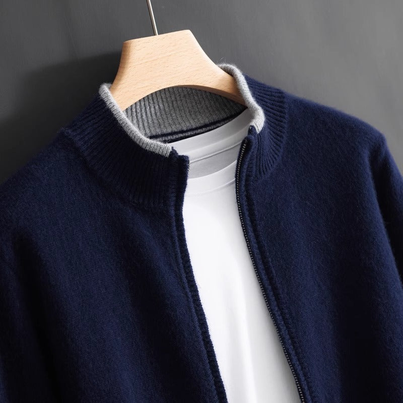Rowan Cashmere-Wool Zip-Up Sweater
